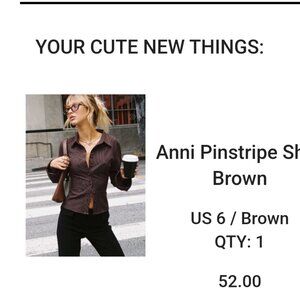 Princess Polly Anni Pinstripe Shirt Brown
